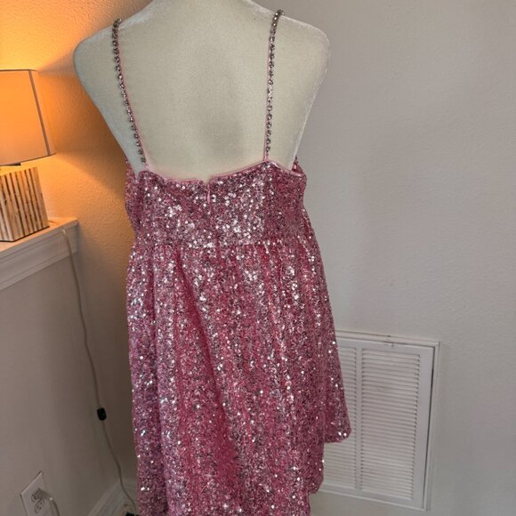 Altar’d State Pink Sequin Bow Dress – Size Medium (NWT) - Picture 5 of 9